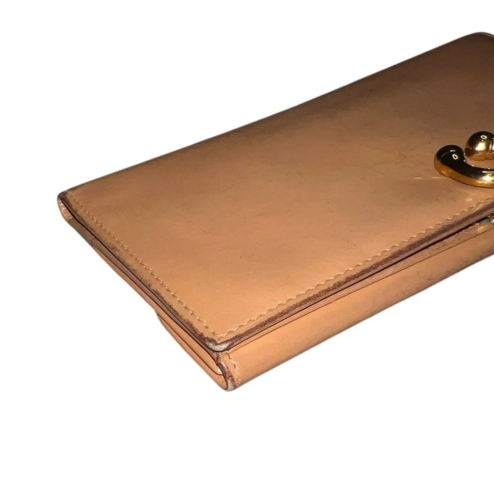 Gucci Vintage Horse Bit Long Wallet Tan Italian Leather Brass Hardware Neutral - Picture 8 of 16